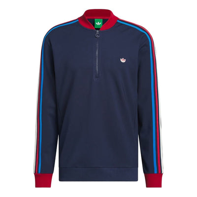 adidas 3-Stripe Half-Zip Sweatshirt Asia Sizing 'Night Indigo Team Victory Red'