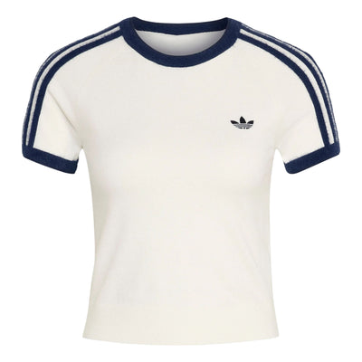 (WMNS) adidas Knitted T-Shirt Asia Sizing 'Cloud White Night Indigo'