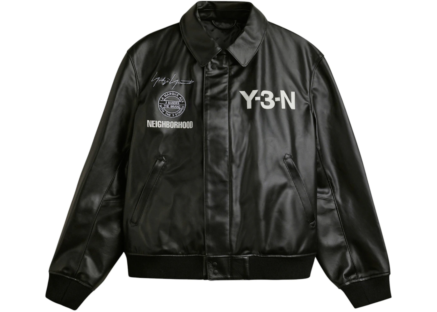 adidas Y-3 NBHD Leather Bomber Jacket Black