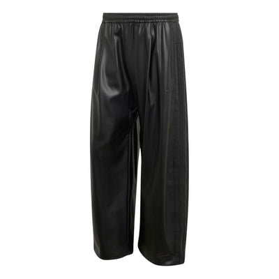 adidas Stadium Oversized Fit Fake Leather Full Length Open Hem Pants Asia Sizing 'Black'