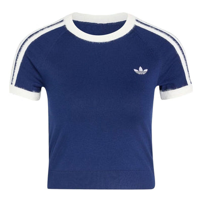 (WMNS) adidas Knitted T-Shirt Asia Sizing 'Dark Blue White'