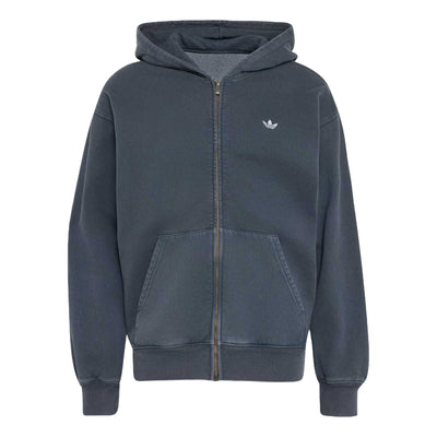 adidas Trefoil Essentials Washed Full Zip Loose Hoodie Asia Sizing 'Black'