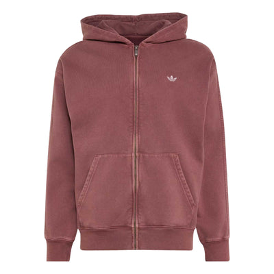 adidas Trefoil Essentials Washed Full Zip Loose Hoodie Asia Sizing 'Maroon'