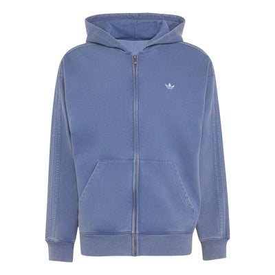 adidas Trefoil Essentials Washed Full Zip Loose Hoodie Asia Sizing 'Dark Blue'