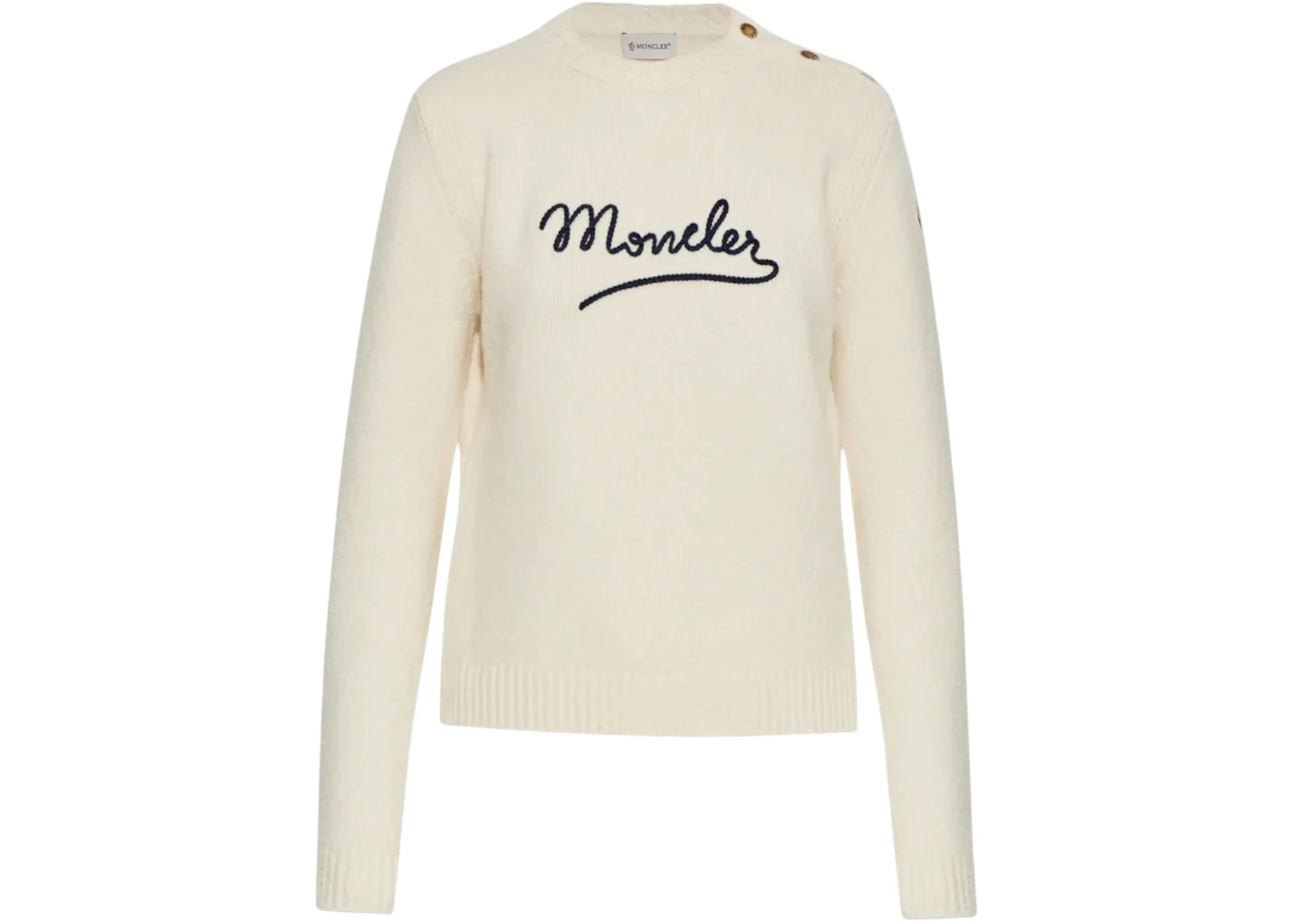 Moncler Women's Crewneck Long Sleeve Top Silk White