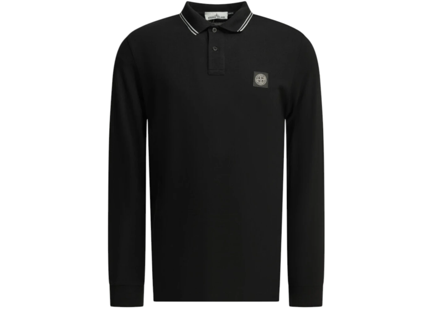 Stone Island Button-Down Polo Logo Shirt Black