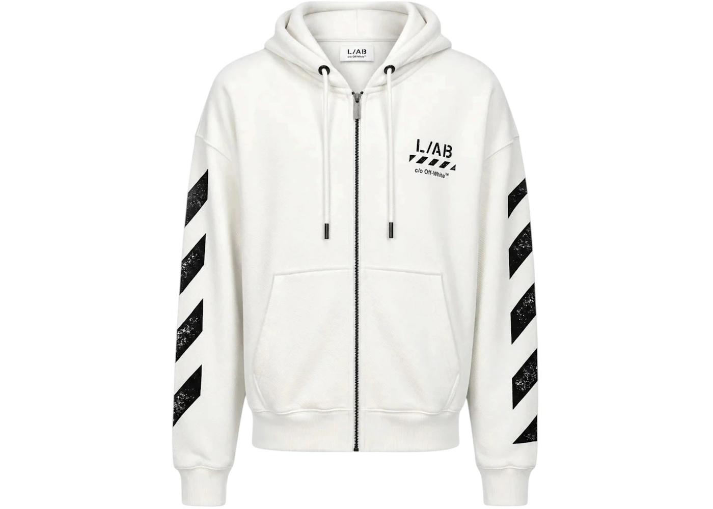 OFF-WHITE Diag Zip Up Hoodie White