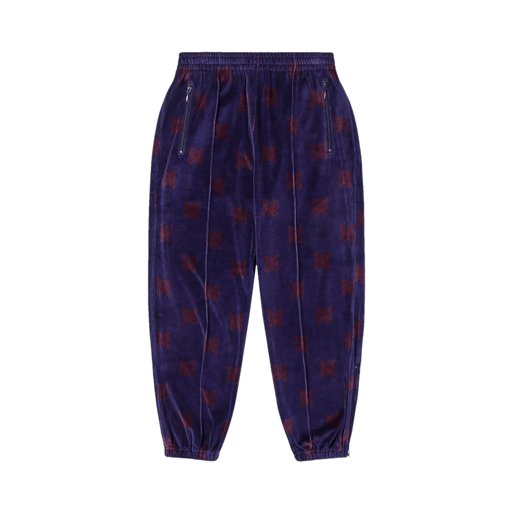 Needles Papillon Velour Zipped Track Pants 'Navy/Bordeaux'