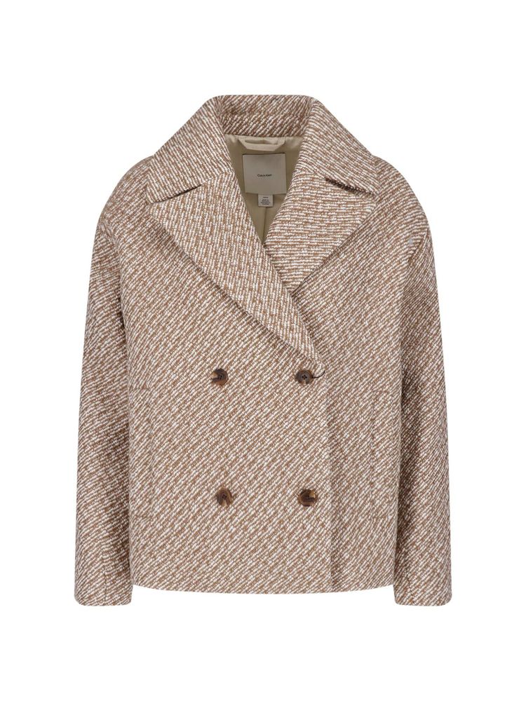 Calvin Klein Double-Breasted Textured Coat