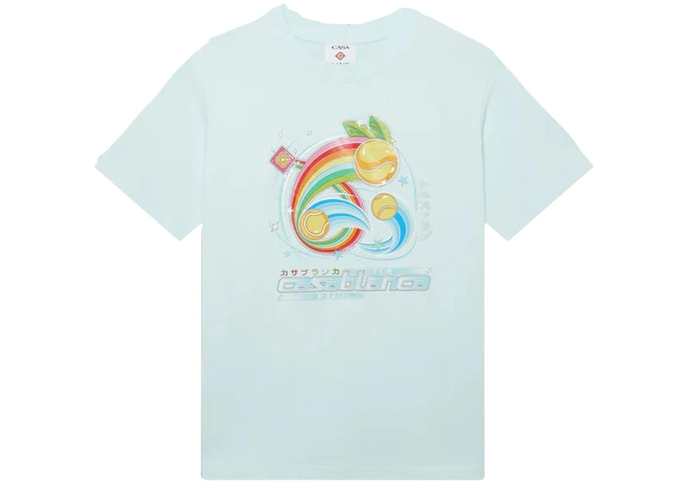 Casablanca Manga Tennix Ball Printed T-shirt Pale Blue