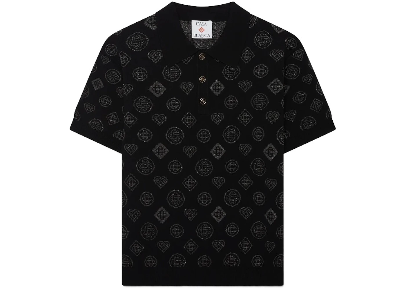 Casablanca Monogram Jacquard Polo Black