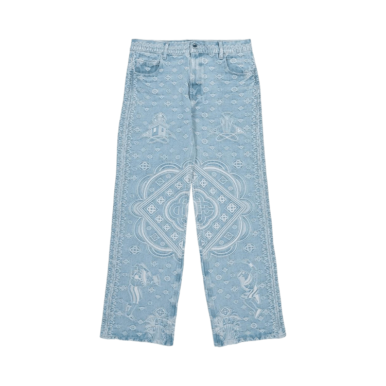 Casablanca Carpet Jacquard Baggy Denim Jeans 'Blue'