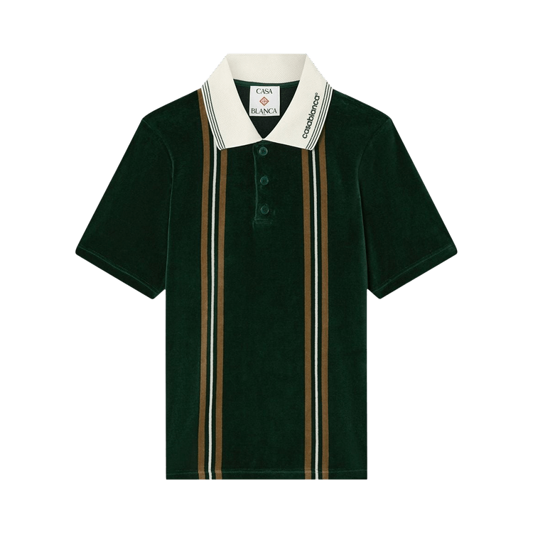 Casablanca Velour Stripe Polo 'Green'
