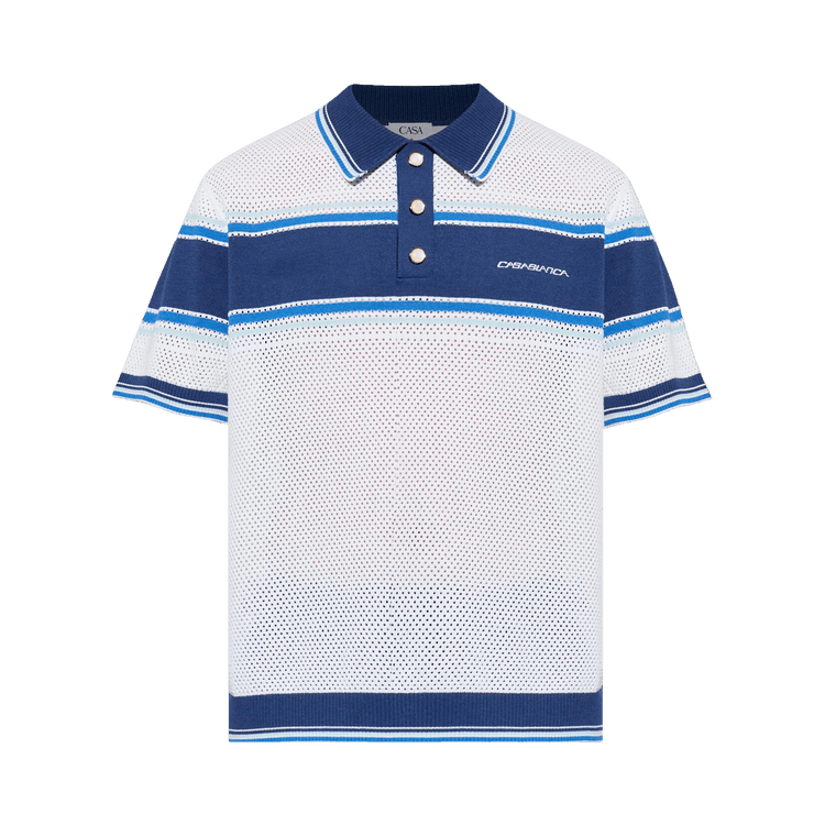 Casablanca Mesh Stripe Polo 'White'