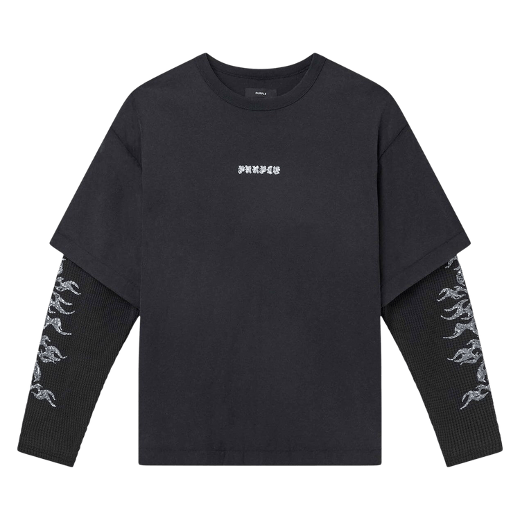 PURPLE BRAND Textured Jersey Padded Tee 'Black'