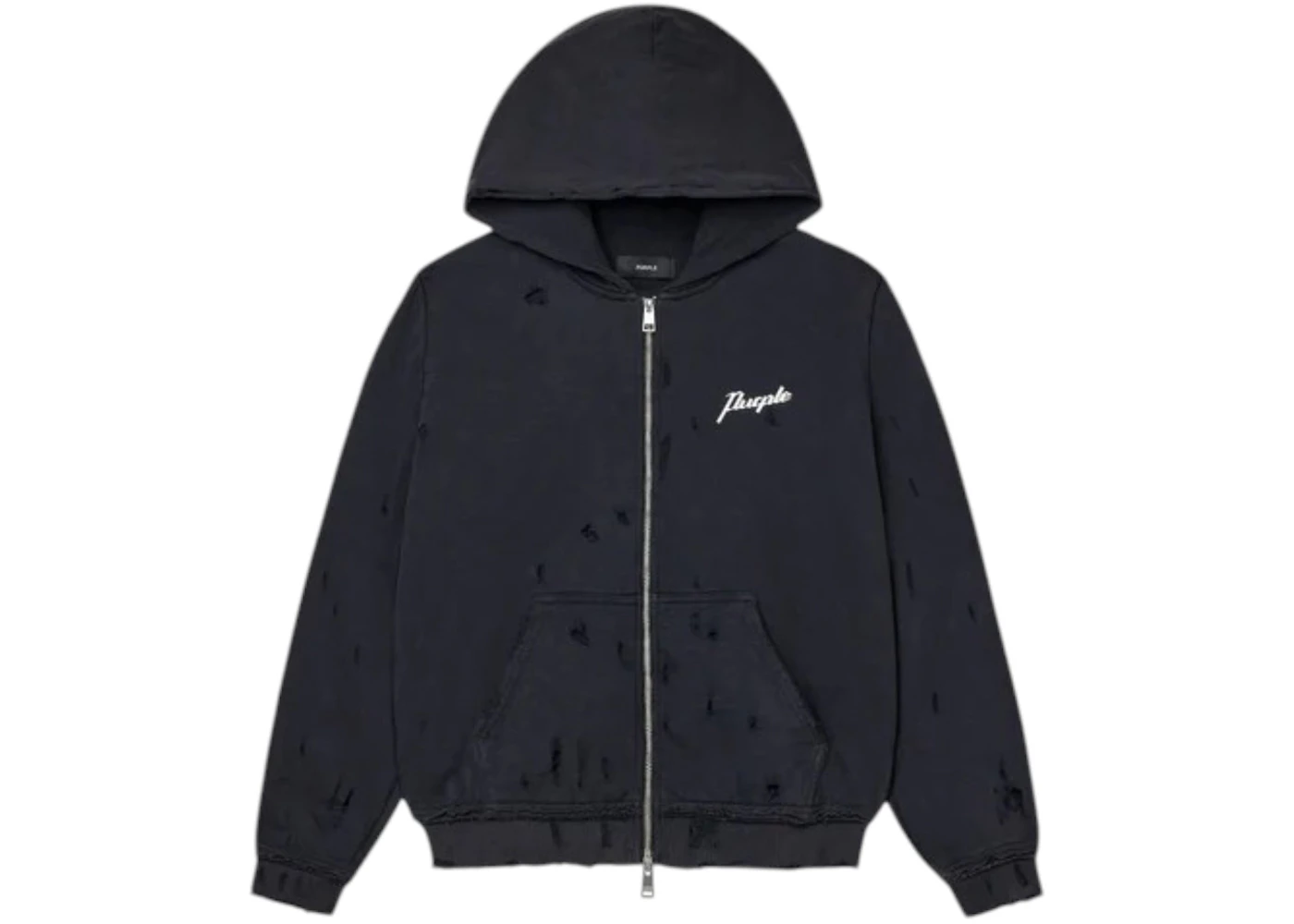 Purple Brand Script Zip Up Hoodie Black