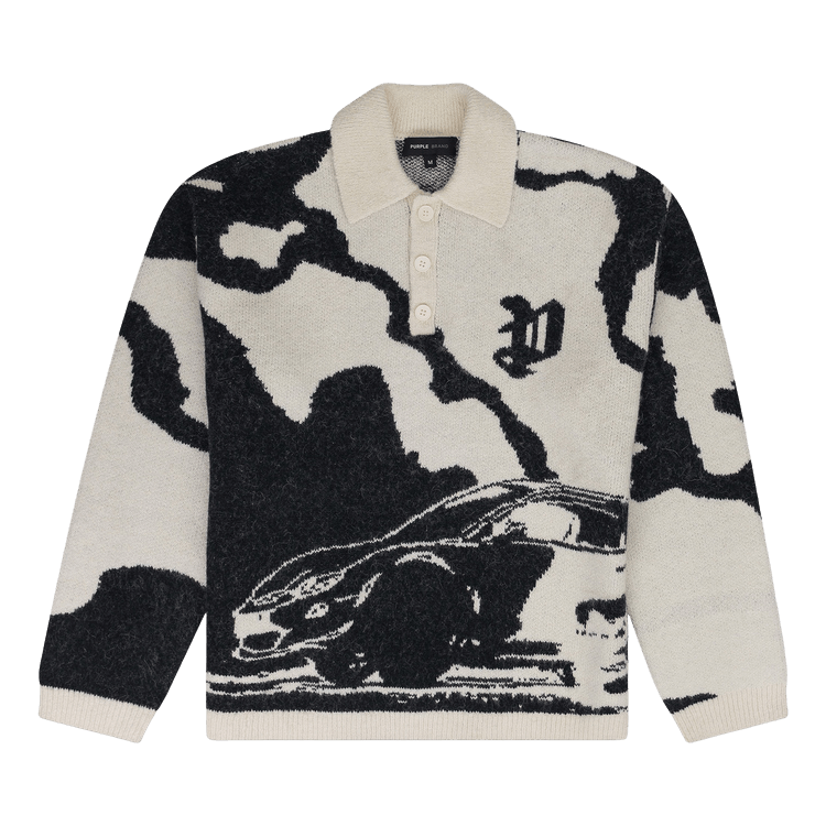 PURPLE BRAND Jacquard Polo Sweater 'Multicolor'