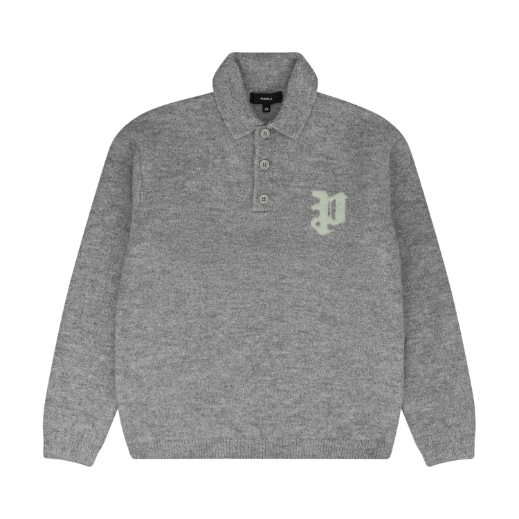 PURPLE BRAND Relaxed Polo Sweater 'Grey'