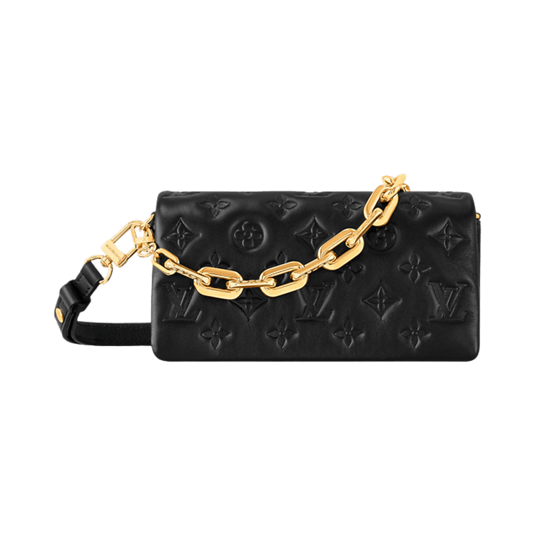 Louis Vuitton Pochette Coussin 'Black Monogram Embossed Lambskin Leather'