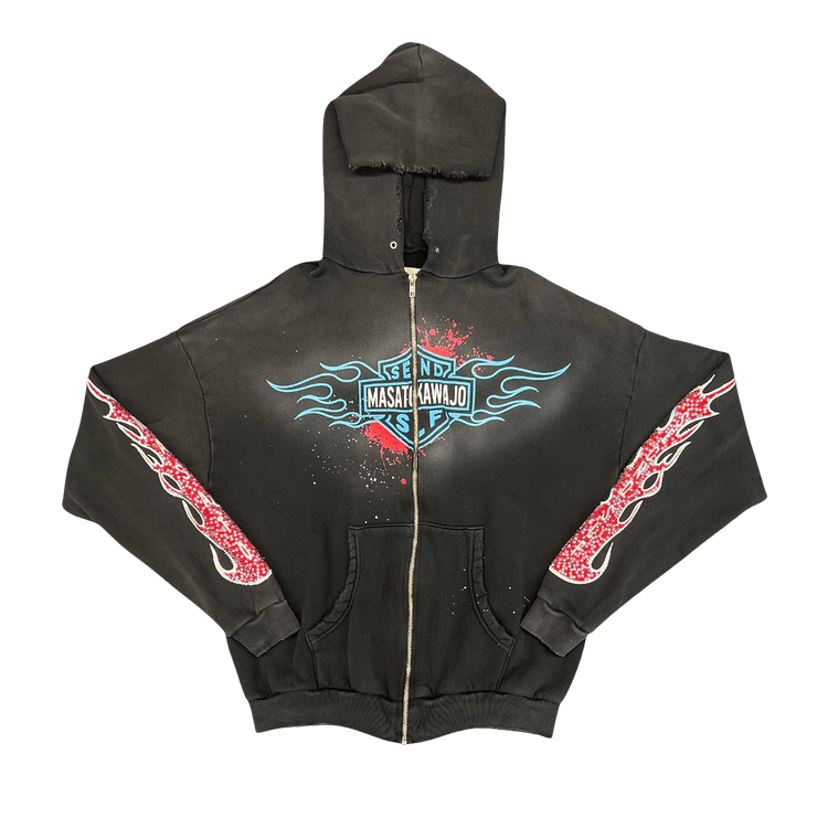 Secnd Slf x Masato Kawajo Firestorm Vintage Zip Up Hoodie 'Washed Black'