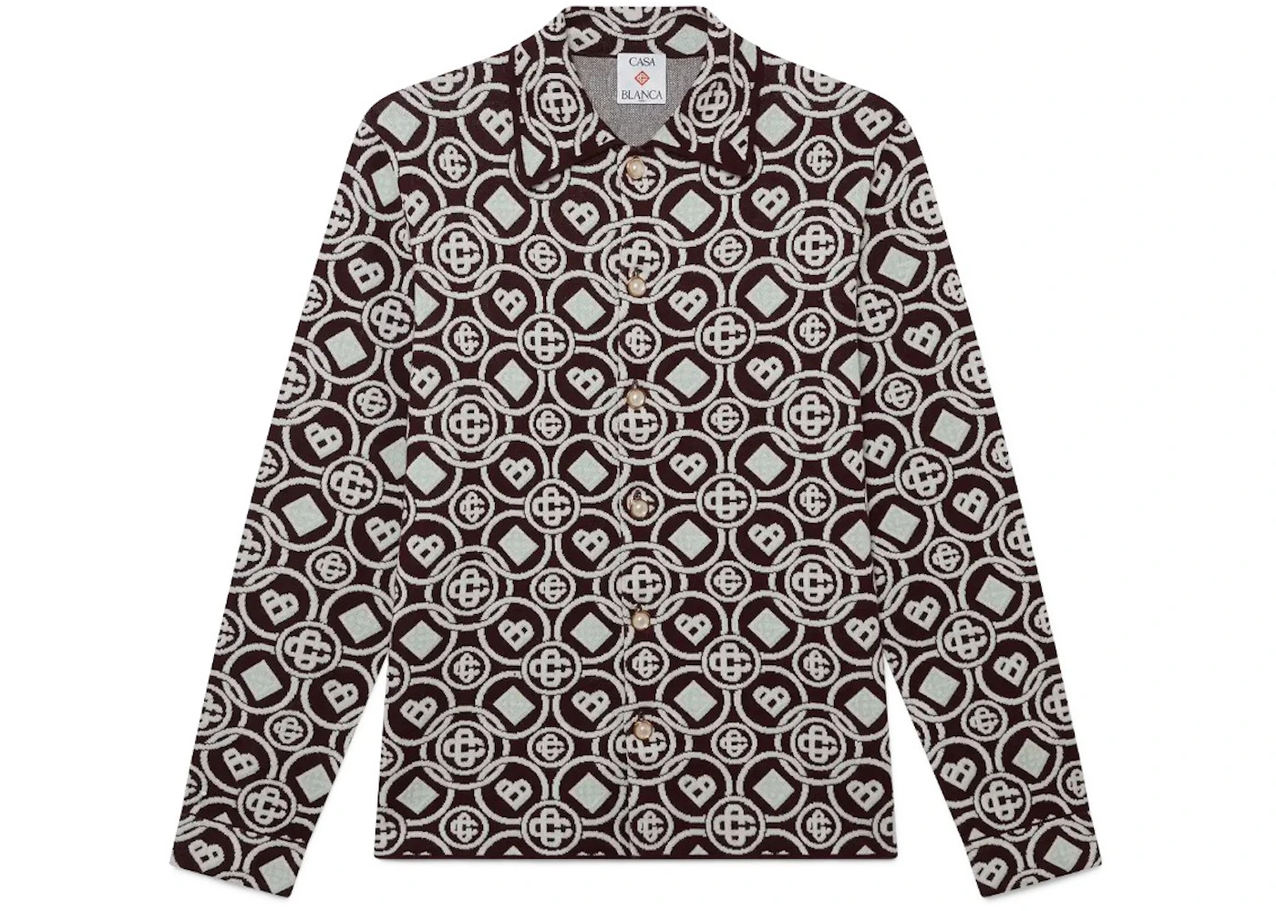 Casablanca Monogram Cotton Knit Shirt Aubergine