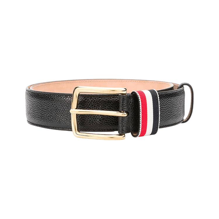 Thom Browne Belt with RWB Loop in Pebble Grain Leather 'Black'