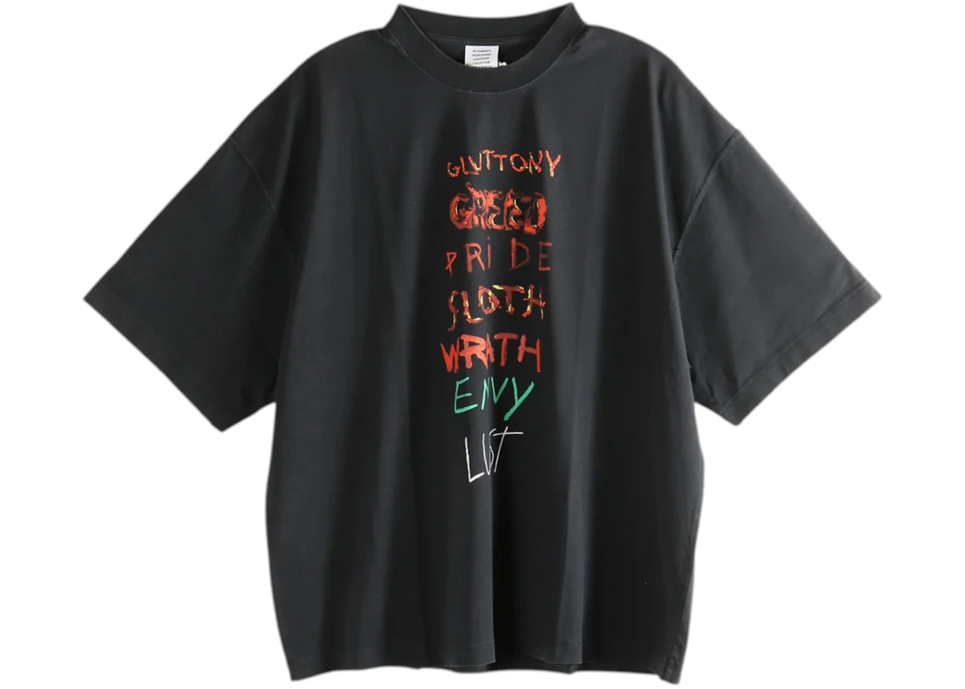 Vetements 7 Sins T-shirt Washed Out Black