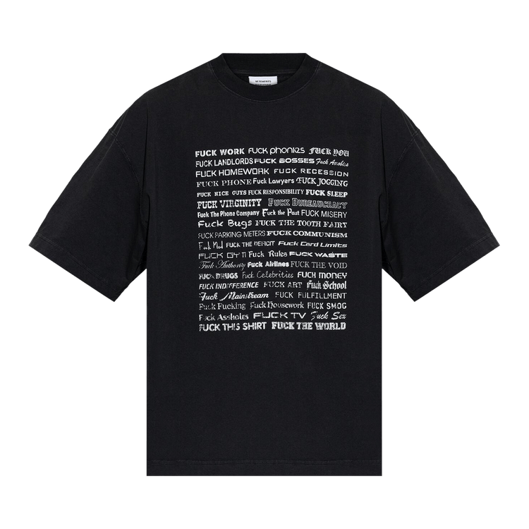 Vetements Fuck Everything T-Shirt 'Washed Out Black'