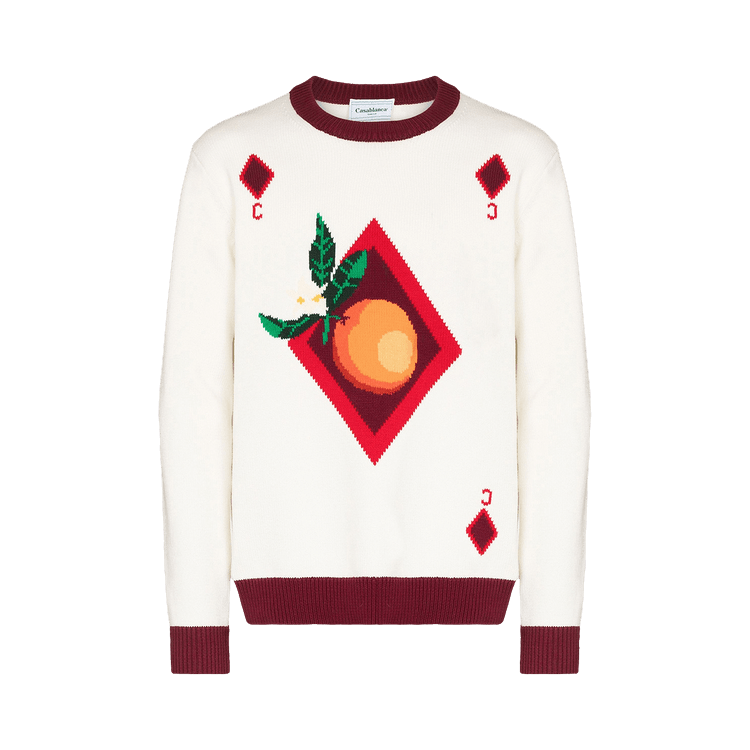 Casablanca Orange Card Intarsia Sweater 'Off White'