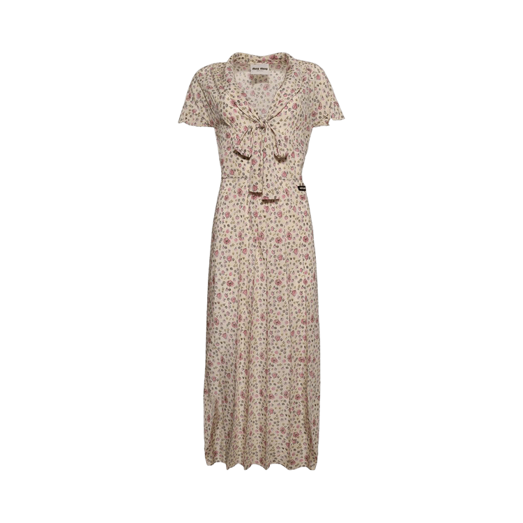 Miu Miu Long Crepe De Chine Dress 'Cammeo'