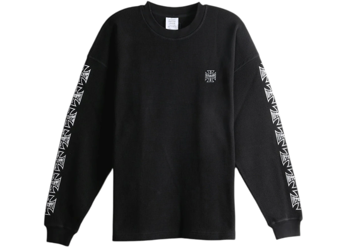 Vetements Biker Cross Logo Waffle Longsleeve Top Washed Black