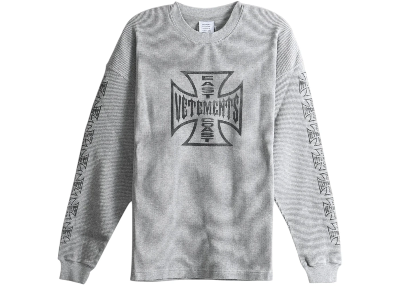 Vetements Big Biker Cross Waffle Longsleeve Top Grey