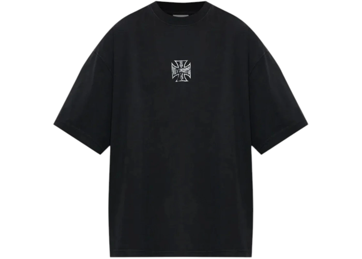 Vetements Biker Cross Logo Boxy T-shirt Washed Black