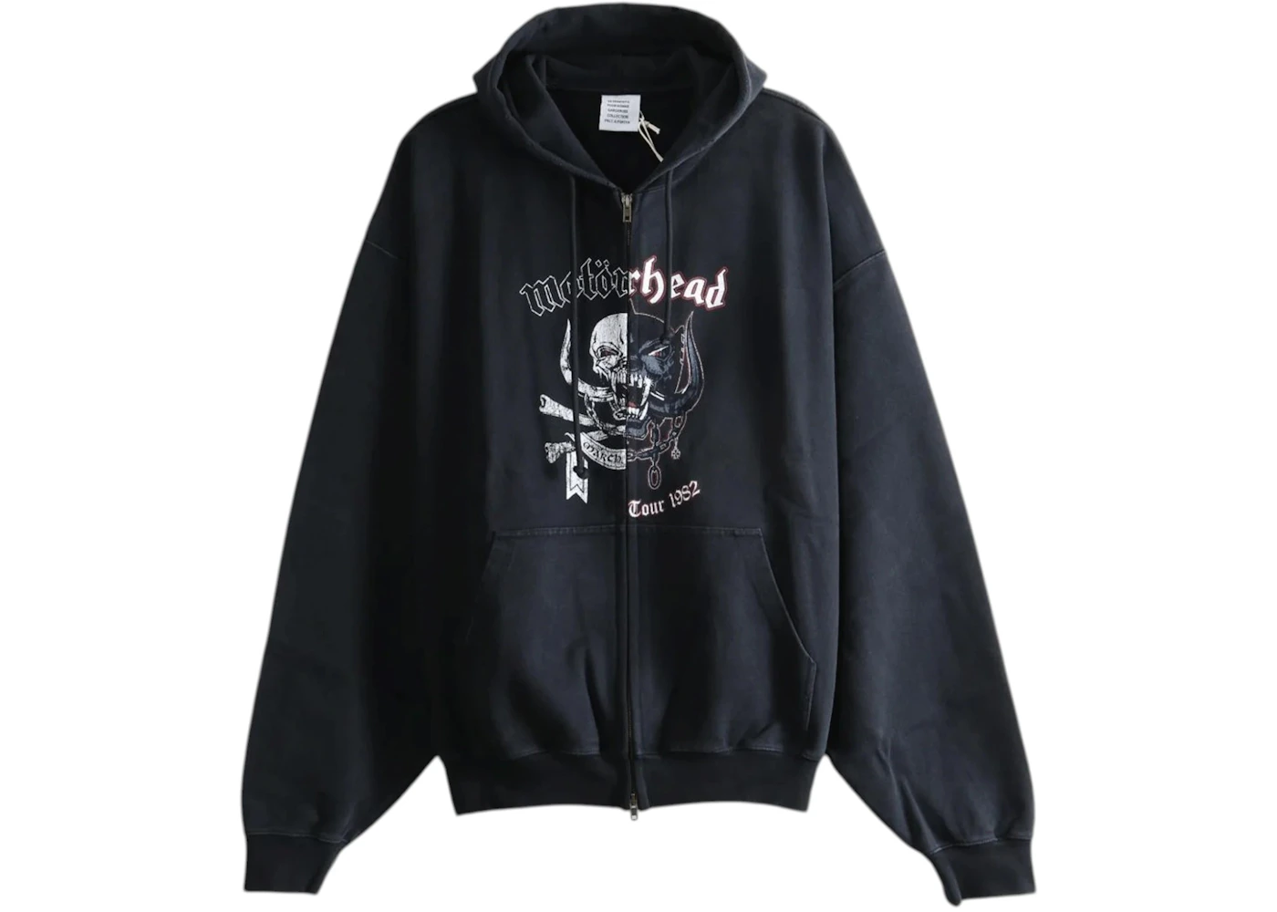 Vetements Double Graphic Zip-Up Hoodie Washed Black