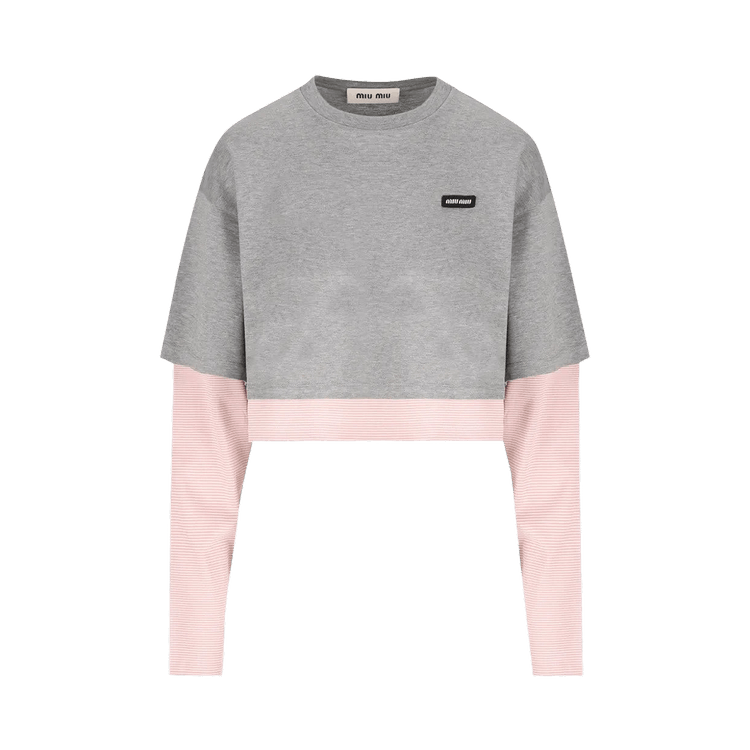 Miu Miu Jersey Layers Girocollo 'Grigio/Begonia'