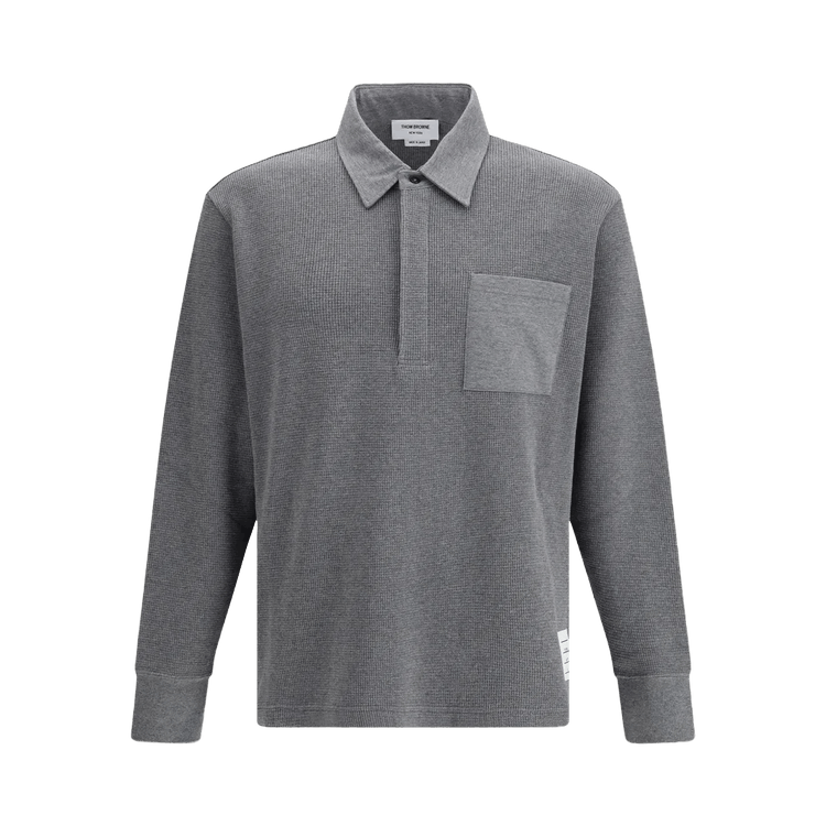 Thom Browne Textured Cotton Rugby Polo Shirt 'Medium Grey'