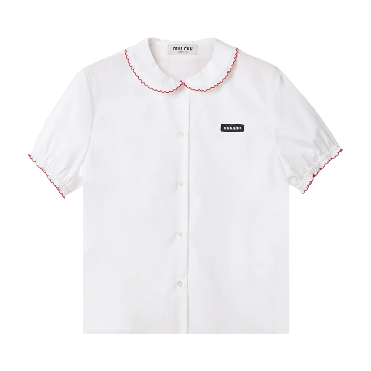 Miu Miu Embroidered Poplin Shirt 'White/Burgundy'