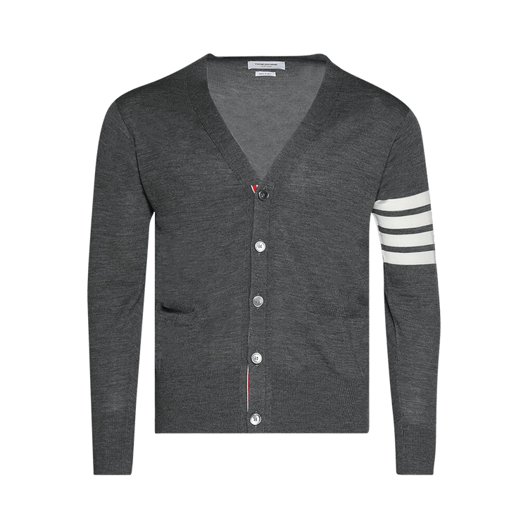 Thom Browne Merino Wool 4 Bar Classic V-Neck Cardigan 'Medium Grey'