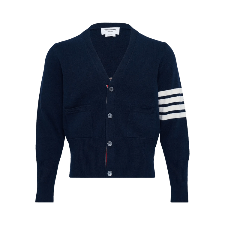 Thom Browne Wool Classic Fit V Neck Cardigan 'Navy'