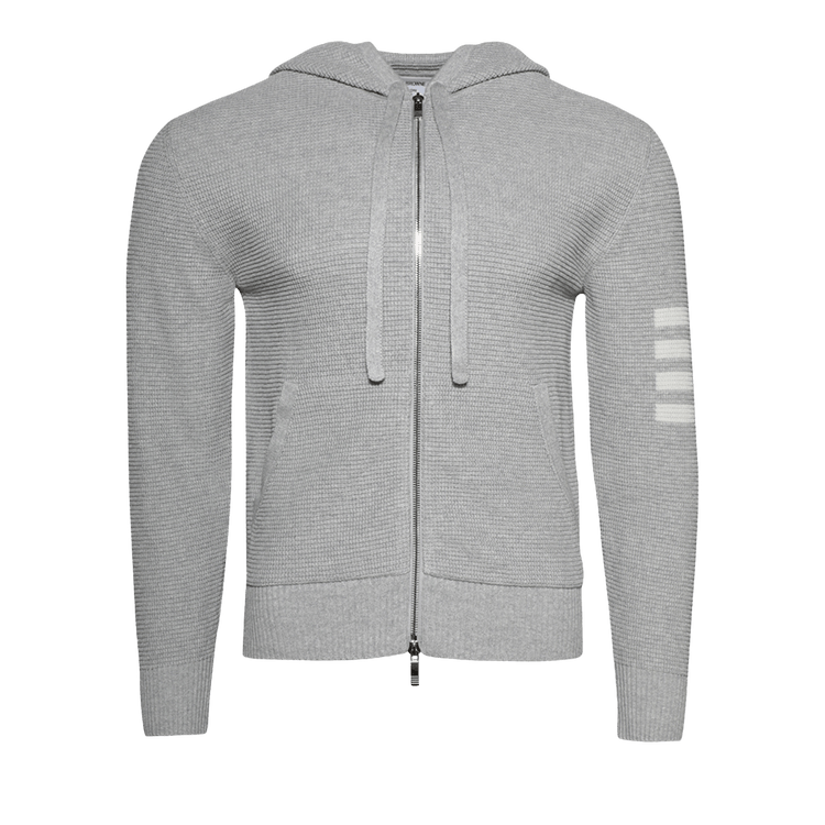 Thom Browne Textured Stitch Relaxed Fit Zip Up Hoodie 'Light Grey'