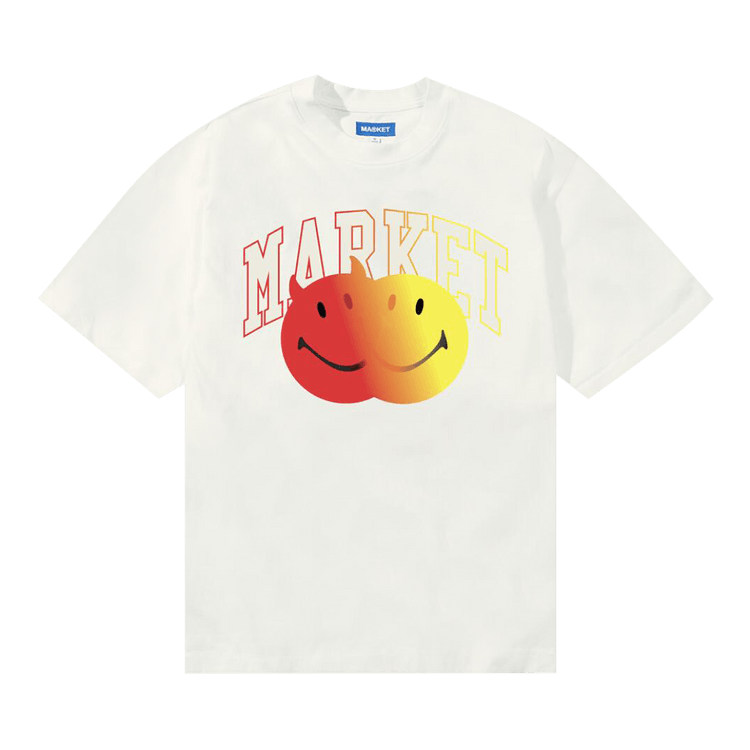 Market Smiley Good And Evil T-Shirt 'Unbleached Cotton'