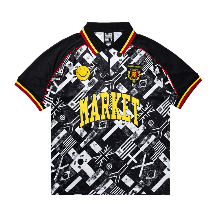 Market Smiley International Flags Short-Sleeve Soccer Jersey 'Black/White'
