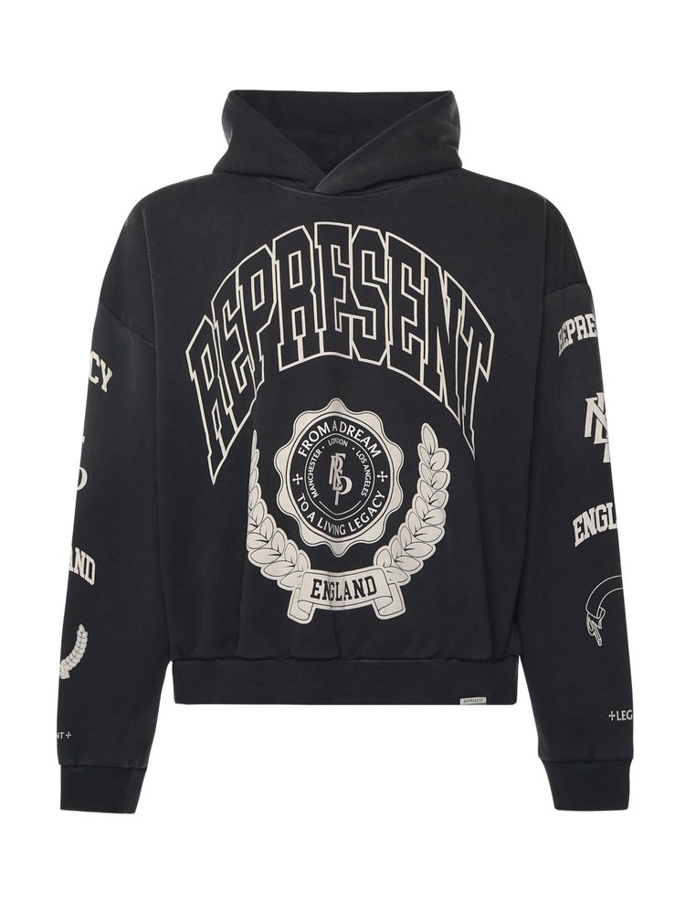 Represent Graphic Printed Long Sleeved Hoodie