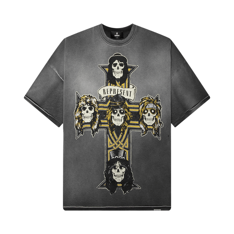 Represent Clo x Guns N' Roses Cross T-Shirt 'Stained Black'