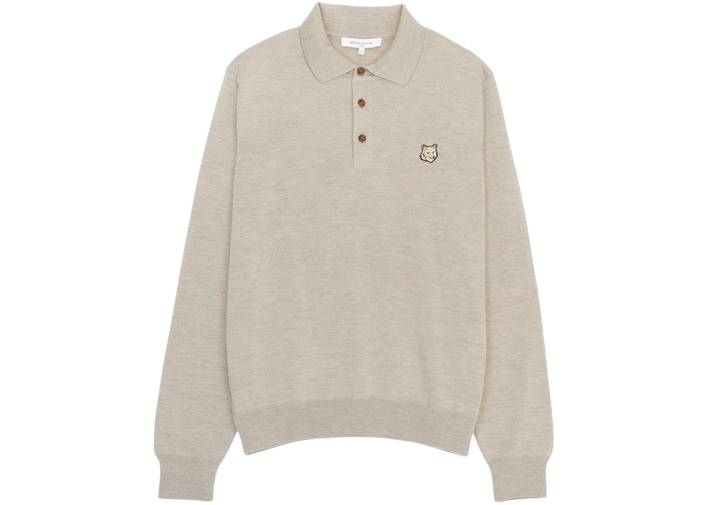 Maison Kitsune Bold Fox Head Collar Knitwear Beige
