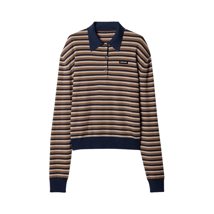 Miu Miu Wool Striped Polo Shirt 'Falbino'