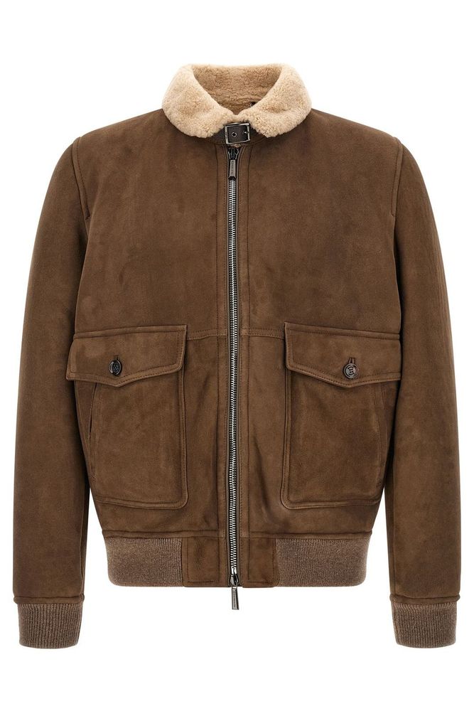 Moorer Fiano Shearling-Collar Bomber Jacket