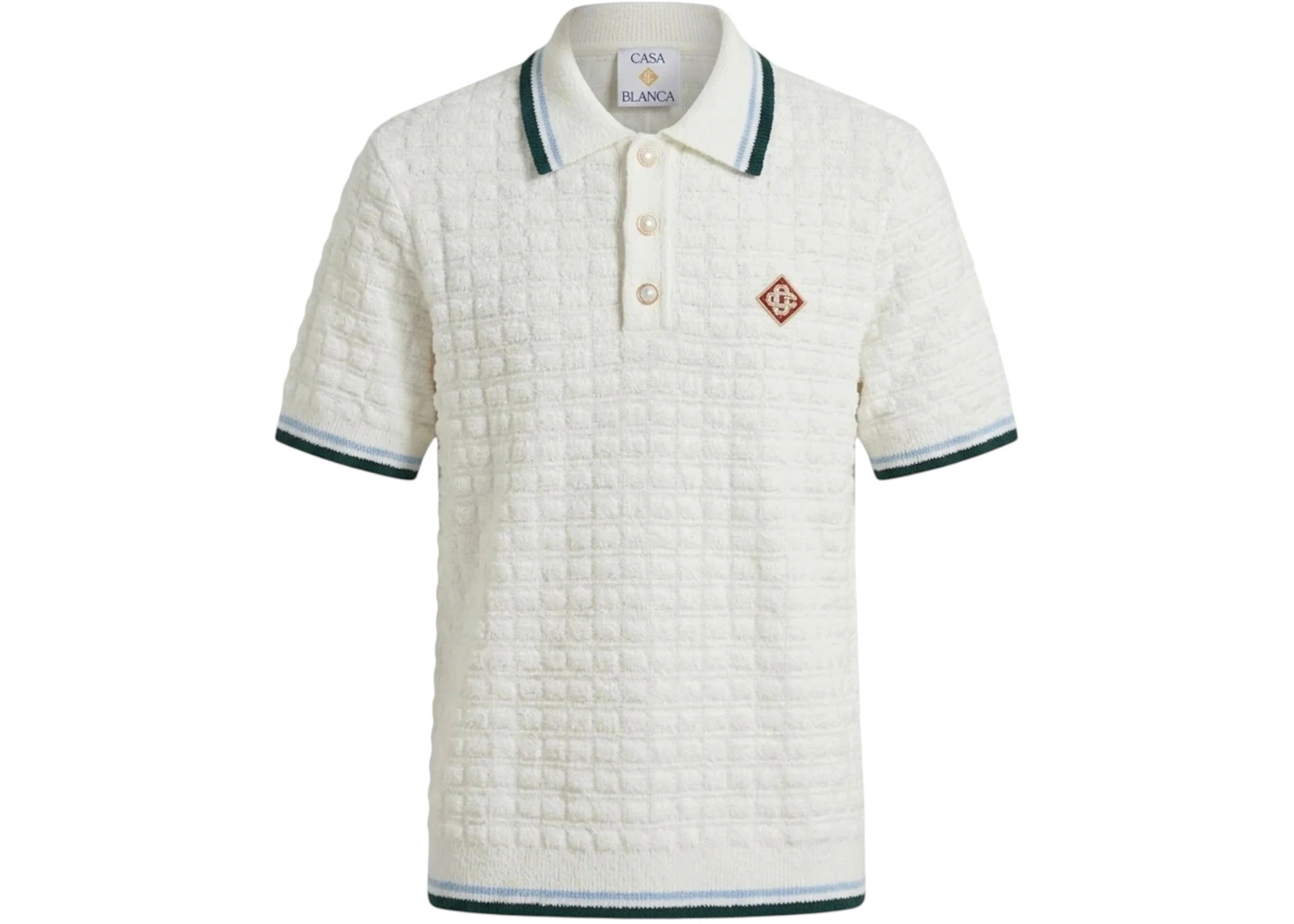 Casablanca Boucle Short Sleeve Polo White