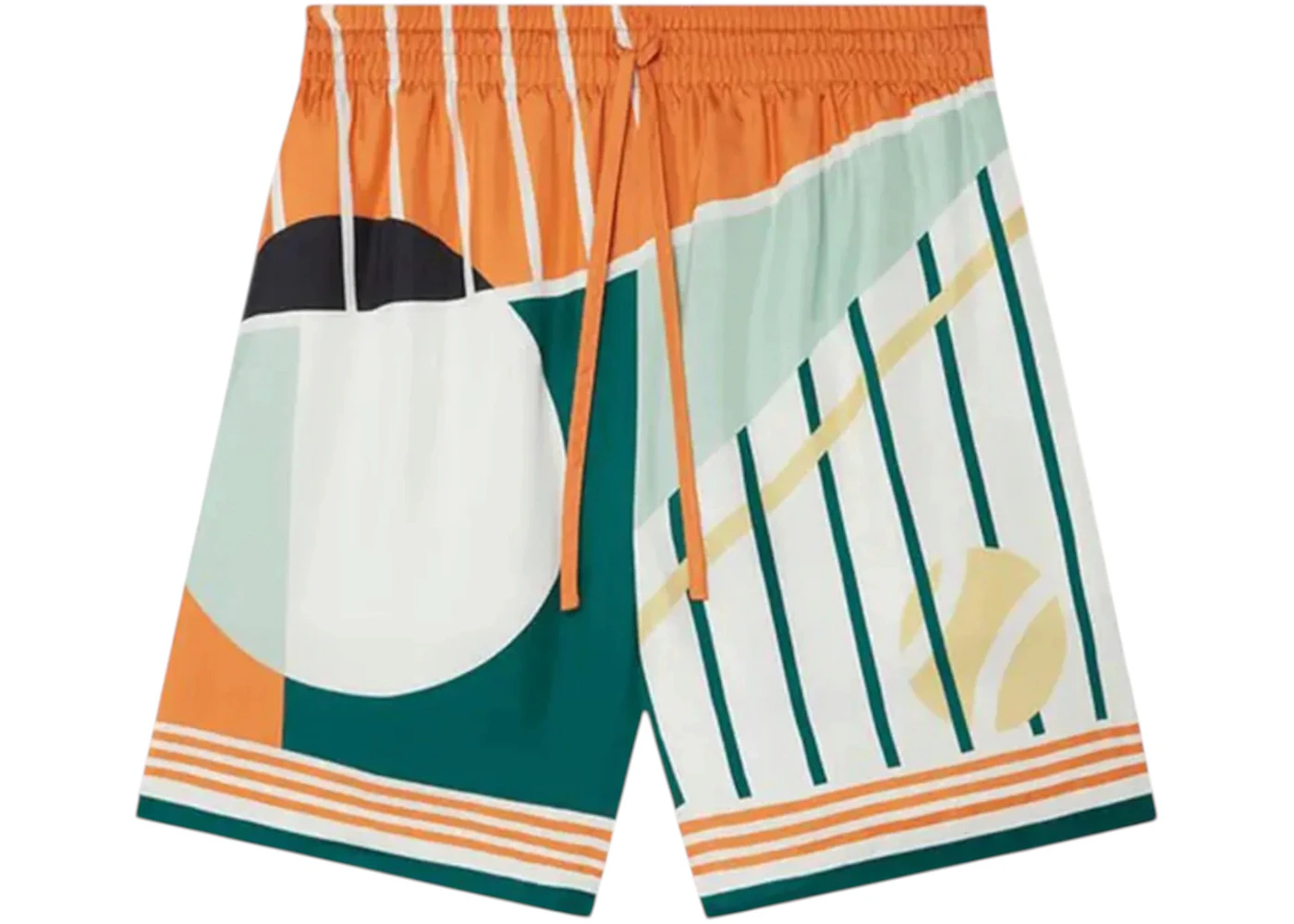 Casablanca Drawstring Silk Court Abstrait Shorts Multicolor/Green