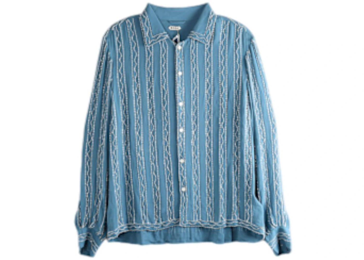 Bode Beaded Sea Stripe Shirt Blue